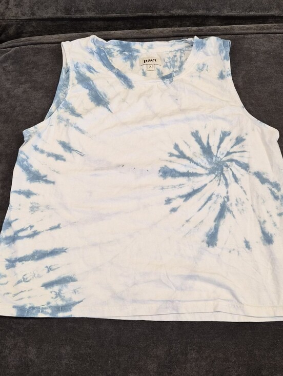 Pact Tops - Pact White and Light Blue Tie-Dye Tank Top